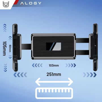 Car holder for tablet, phone 10.1" for truck bus lorry excavator car Long 43cm for windshield cockpit Alogy Black