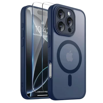 3in1 Hybrid Glass Case Set for Apple iPhone 16 Pro Max Protective Case Hybrid MagSafe with Lens Protection Case 2x Tempered Glass Phone Protector Alogy 3in1 Case Pack Navy Blue