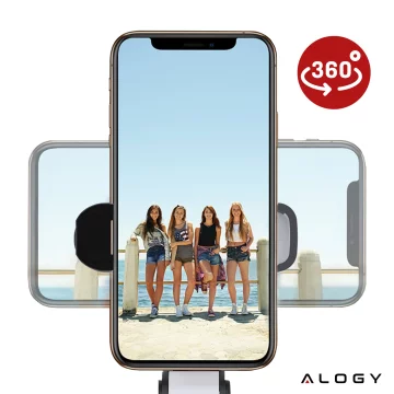 Selfie tyč stativ Stativový držák telefonu Alogy Tripod selfie tyč Bluetooth 360 dálkové ovládání Black