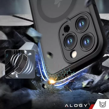 Etui do Apple iPhone 16 Pro Max obudowa Alogy MagSafe Hybrid Matte Case pokrowiec matowy z ochroną obiektywu czarny + szkło hartowane