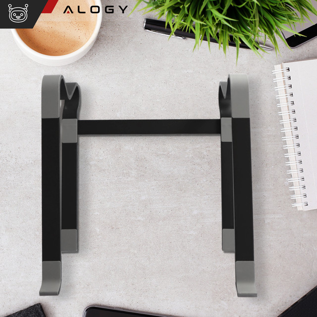 Laptop holder Macbook tablet 18" stand stand foldable adjustable aluminum for desk 25 x 26cm Alogy Black