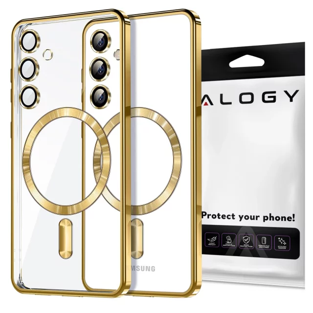 MagSafe Case for Apple iPhone 16 Pro Max Alogy Glamour Luxury Ring Case Gold-Transparent