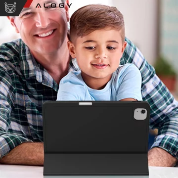 Ochranné pouzdro s držákem stylusu pro Apple iPad Air 13" 2024/2025, iPad Pro 12.9" 2018-2022, pouzdro na tablet Alogy Book Cover Case, černé