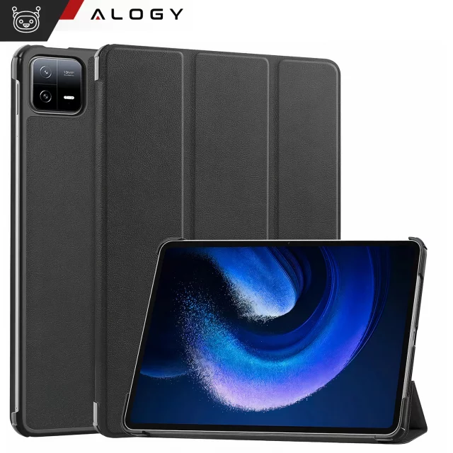 Etui + Szkło do Xiaomi Mi Pad 6 / 6 Pro 11" 2023 obudowa na tablet Alogy Book Cover Case Czarny + Rysik Gratis