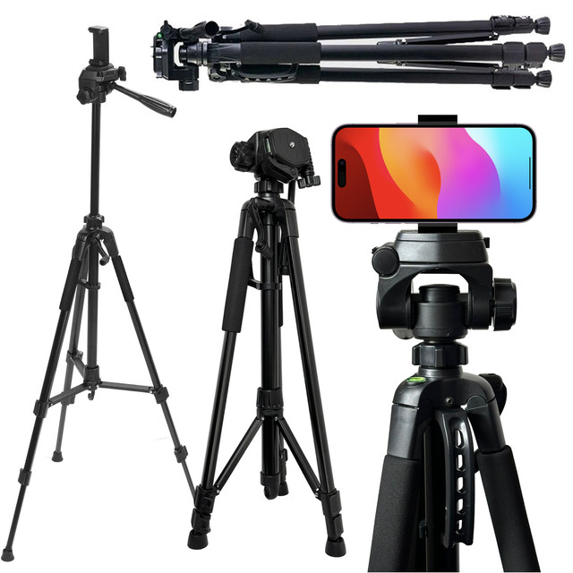 Fotografování ze stativu Stativ Univerzální stojan na fotoaparát 1/4 držák na telefon s fotoaparátem 170 cm Alogy Black
