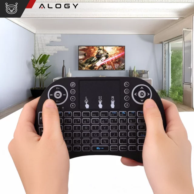 Bezprzewodowa mini Klawiatura Alogy podświetlana 3 kolory touchpad