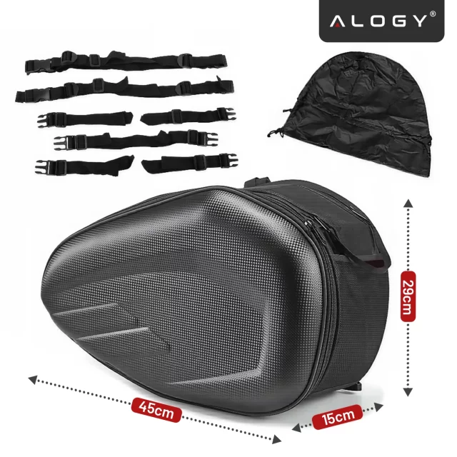 Motorrad-Satteltasche 38–58 l – Tasche, Seitenkoffer, Soziustasche, wasserdicht, robustes Material, verstellbar für Motorräder – Alogy RoadPack™ Schwarz