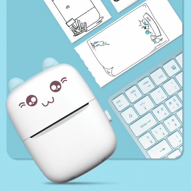 Drukuś Thermal Printer with 6 Rolls of Thermal Paper for Kids Blue