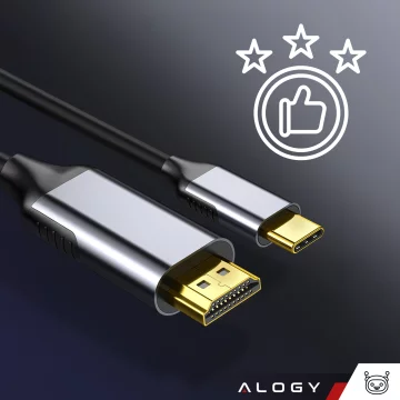 USB-C-zu-HDMI-Kabel Alogy HUB-Adapter 4K 60 Hz 200 cm 2 m Schwarz