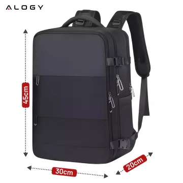 Alogy Unisex Schwarz Herren Damen Reise-Laptop-Rucksack für Koffer Gepäck für Flugzeug Arbeit Schule 45x30x20cm