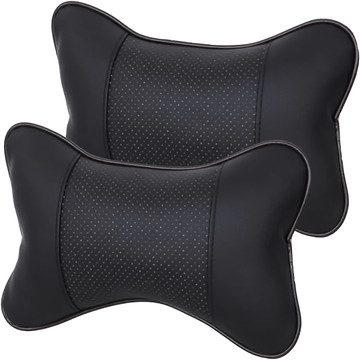 Profiled car neck pillow for the headrest of the car, comfortable soft eco-leather Alogy Black