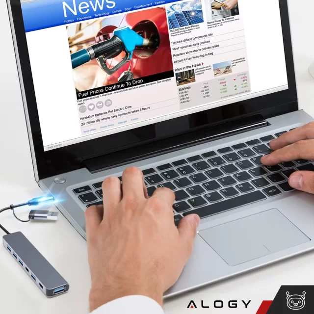 HUB splitter Alogy Adaptér pro počítačový notebook s USB-C na 3x USB-A 2.0 1x USB-A 3.0 šedý