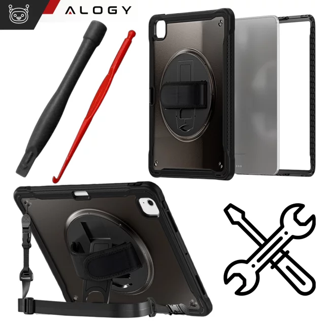 Pouzdro Alogy Pirate 360 ​​Armored s držákem na pero pro Apple iPad Air 11" (2024, 2025) / Air 10.9" (2020, 2022) / Pro 11 (2018) - černé