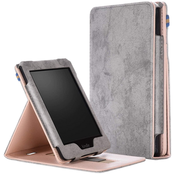 Alogy Slim Ledertasche für Kindle Paperwhite 4 2018/2019 Grau