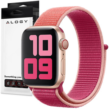Alogy Nylon Strap with Velcro for Apple Watch 1/2/3/4/5/6/7/8/SE/Ultra (42/44/45/49mm) Pink