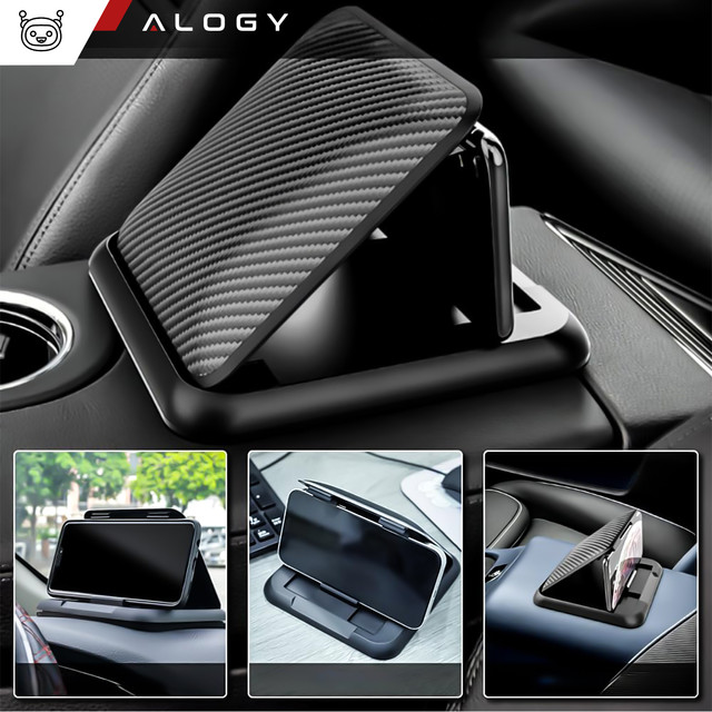 Alogy Carbon car phone holder up to 6.8 inches GPS for dashboard Black