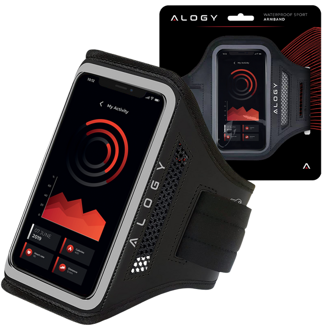 Alogy WaterProof Sport ArmBand Lauftasche, wasserdichtes Armband für Telefon 6,7 Zoll, Schwarz