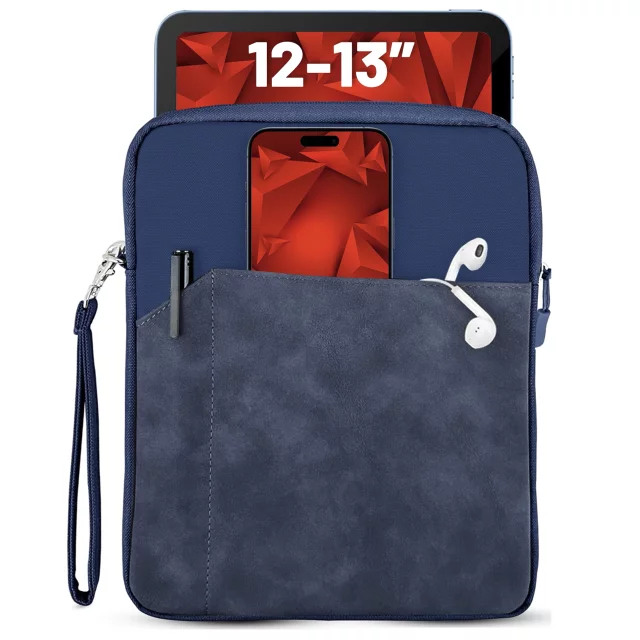 Torba Wsuwka Uniwersalna na tablet laptop 12–13" z Smyczką i Kieszonką, Ochronna, Wodoodporna, Miękkie Wnętrze Alogy SleeveBag™ – Etui do MacBook, iPad, Samsung, Lenovo, Xiaomi, Granatowy
