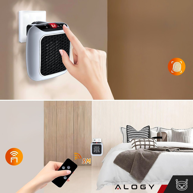 Powerful Mini Electric Heater Farelka Fan Heater for Socket Contact Pilot 800W Heater Heater EU Alogy Gray