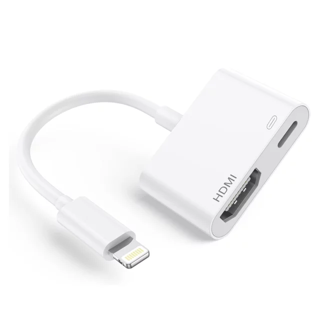 Przejściówka Lightning do HDMI i Lightning – adapter Full HD 60 Hz, łatwe podłączenie iPhone / iPad do TV lub projektora, Plug & Play – Alogy LightningHD™ Biały