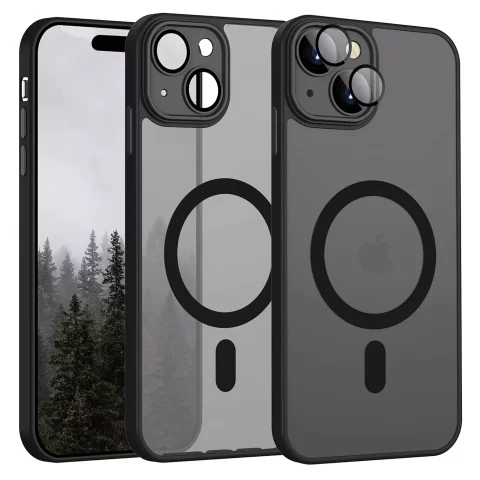 Pouzdro pro Apple iPhone 15 Plus Alogy MagSafe Hybrid Matte Case Matný kryt s ochranou objektivu černý