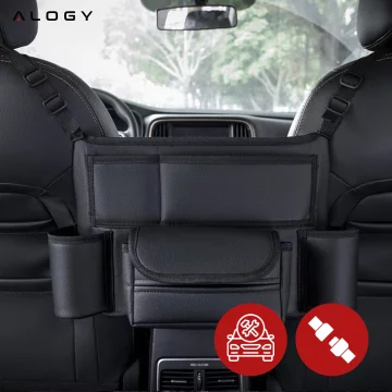 Organizér do auta do auta mezi sedačku autosedačku Alogy Car kapesníčky na pití Black