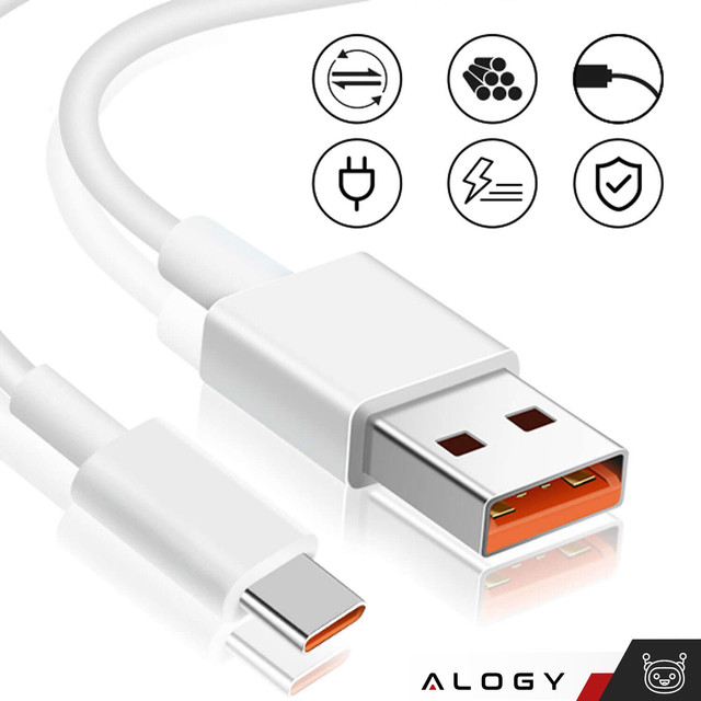 USB - USB-C Type C Cable Alogy Strong Fast 67W 6A PD 1.5M Cable White