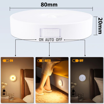 2x Lampa LED pohybový senzor soumrak noční lampa Alogy Sensor Light Bezdrátové osvětlení nábytku Teplé světlo 3000k