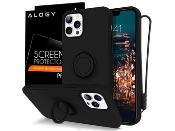 Ring Ultra Slim Alogy Silikonhülle für iPhone 12/12 Pro 6.1 Schwarzes Glas