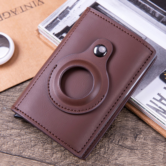 Alogy Smart Wallet s držákem na kartu AirTag Air Tag pro hotovostní RFID ochranu Hnědá
