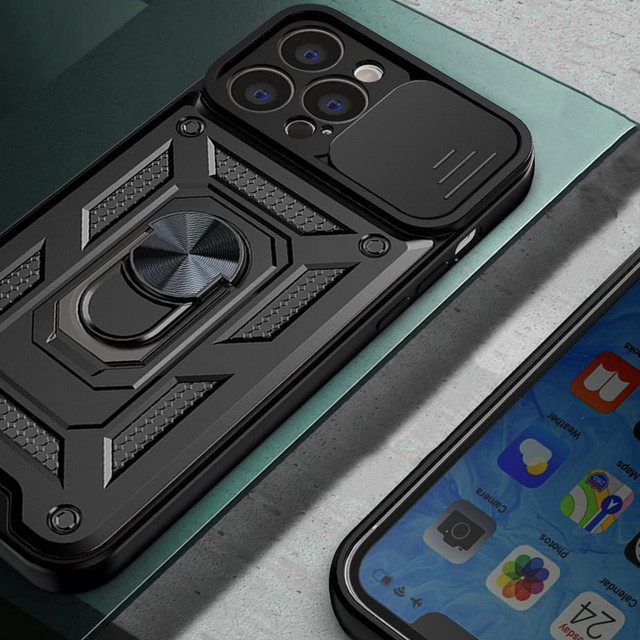 Alogy Camshield Stand Ring Case with Camera Cover for Apple iPhone 13 Pro Glass