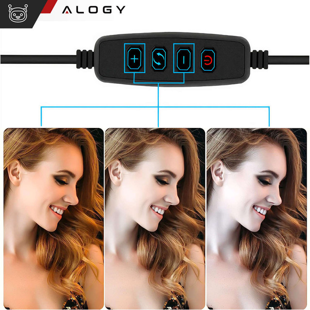 Alogy LED prstencové světlo 10palcový fotografický prsten na make-up stativ na pracovní desku Černá