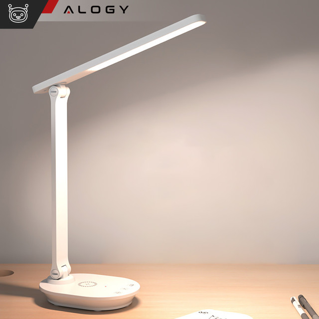 LED desk night lamp with QI 15W USB inductive charger for reading desk Timer switch Alogy Desk White