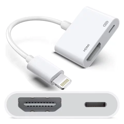 Przejściówka Lightning do HDMI i Lightning – adapter Full HD 60 Hz, łatwe podłączenie iPhone / iPad do TV lub projektora, Plug & Play – Alogy LightningHD™ Biały