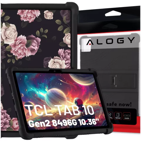 TCL TAB 10 Gen2 8496G 10.36" 10.4 Tablet Case Silicone Alogy Stand Case Black