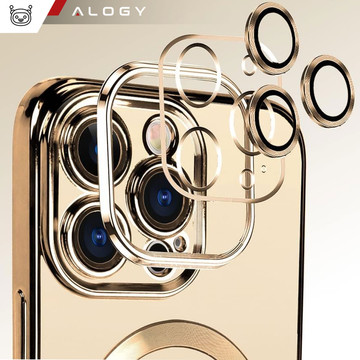 MagSafe Case for iPhone 13 Pro Alogy Glamor Luxury Ring housing Gold-transparent Glass
