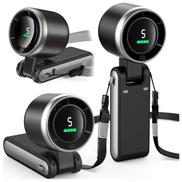 Schreibtischventilator, Standventilator, kleiner Umwälzventilator mit Clip, kabelloser Handventilator, 500 mAh, USB-C, Alogy White