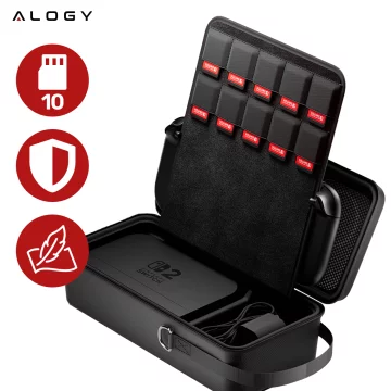 Nintendo Switch 2 2025 Case Protective Bag Large EVA Hard Case, Case, Waterproof, Lightweight, with Handles Alogy HardFoamBag™ - Black