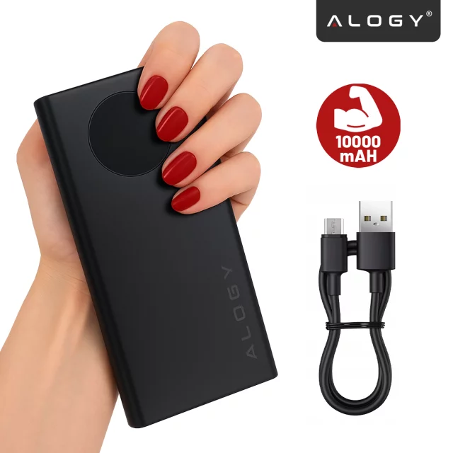 PowerBank 10000mAh z Technologią PD 120W, Szybkie Ładowanie PowerDelivery, Porty 2x USB-A i 1x USB-C, Wysoka Moc i Kompaktowy Design, Alogy TurboCharge™ – Czarny