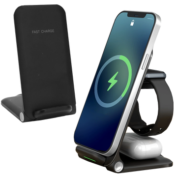 Alogy 3v1 QI indukční nabíječka pro Apple iPhone, Airpods, Watch 15W 3W černá