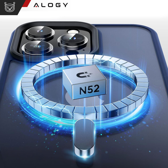 Case for iPhone 15 Pro MagSafe Matt Case Cover frosted Alogy Ring armored phone case Navy blue