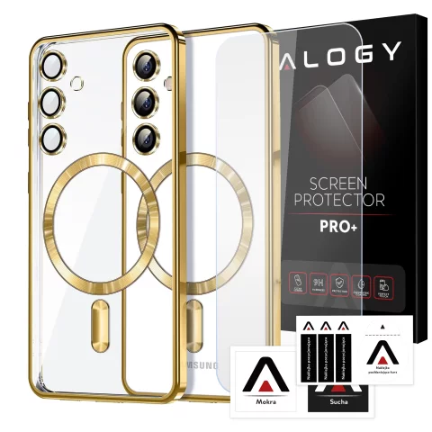 Pouzdro MagSafe pro Apple iPhone 16 Pro Max Alogy Glamour Pouzdro luxusního prstenu zlaté-průhledné
