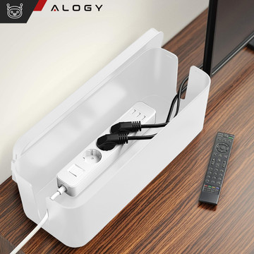 Kabel-Organizer Schreibtisch-Bodenbehälter Kabelbox Alogy Box L 40 cm groß Weiß