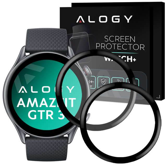 2x Elastyczne Szkło 3D Alogy do Xiaomi Amazfit GTR 3 Black