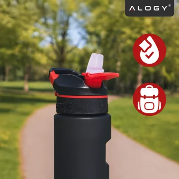 Chytrá láhev na pití Alogy FitBottle™ 800ml s LED displejem a Bluetooth připojením, brčko, motivační, opakovaně použitelná - černá