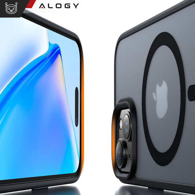 Case for iPhone 15 Plus MagSafe Matt Case Cover Matte Alogy Ring Armored Phone Case Black