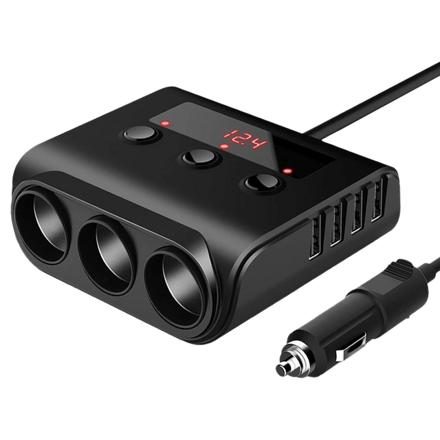 Splitter Splitter KFZ Adapter für Zigarettenanzünder 2x USB Ladegerät 12V 24V 3.1A Schwarz
