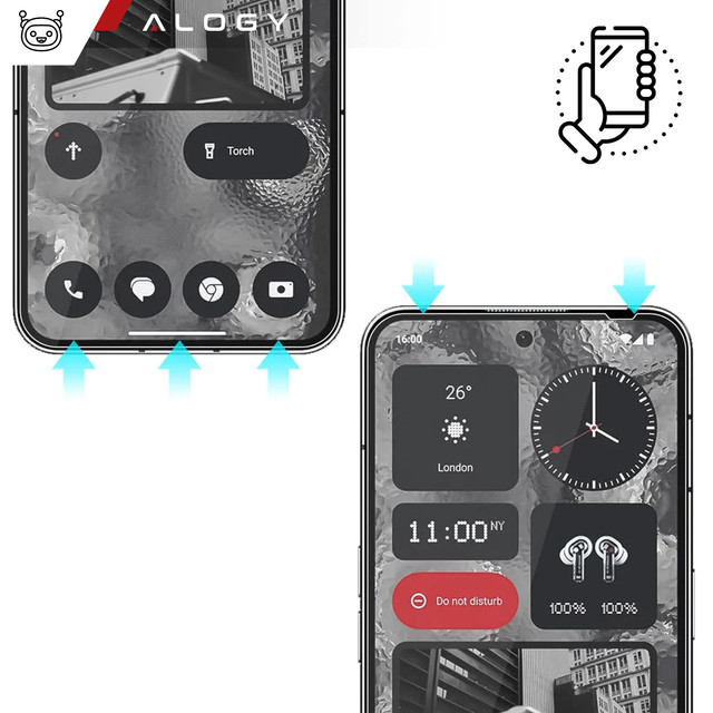 2x 9H gehärtetes Glas für Nothing Phone 2 Alogy PRO Displayschutzfolie