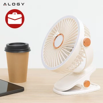 Ventilátor Větrník Větrník Přenosný klip Alogy Stolní dětský kočárek Akumulátorový bílý