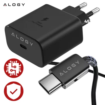 USB-C Type-C PD Premium Fast 45W 3A Wall Charger Type-C 1M Alogy Black